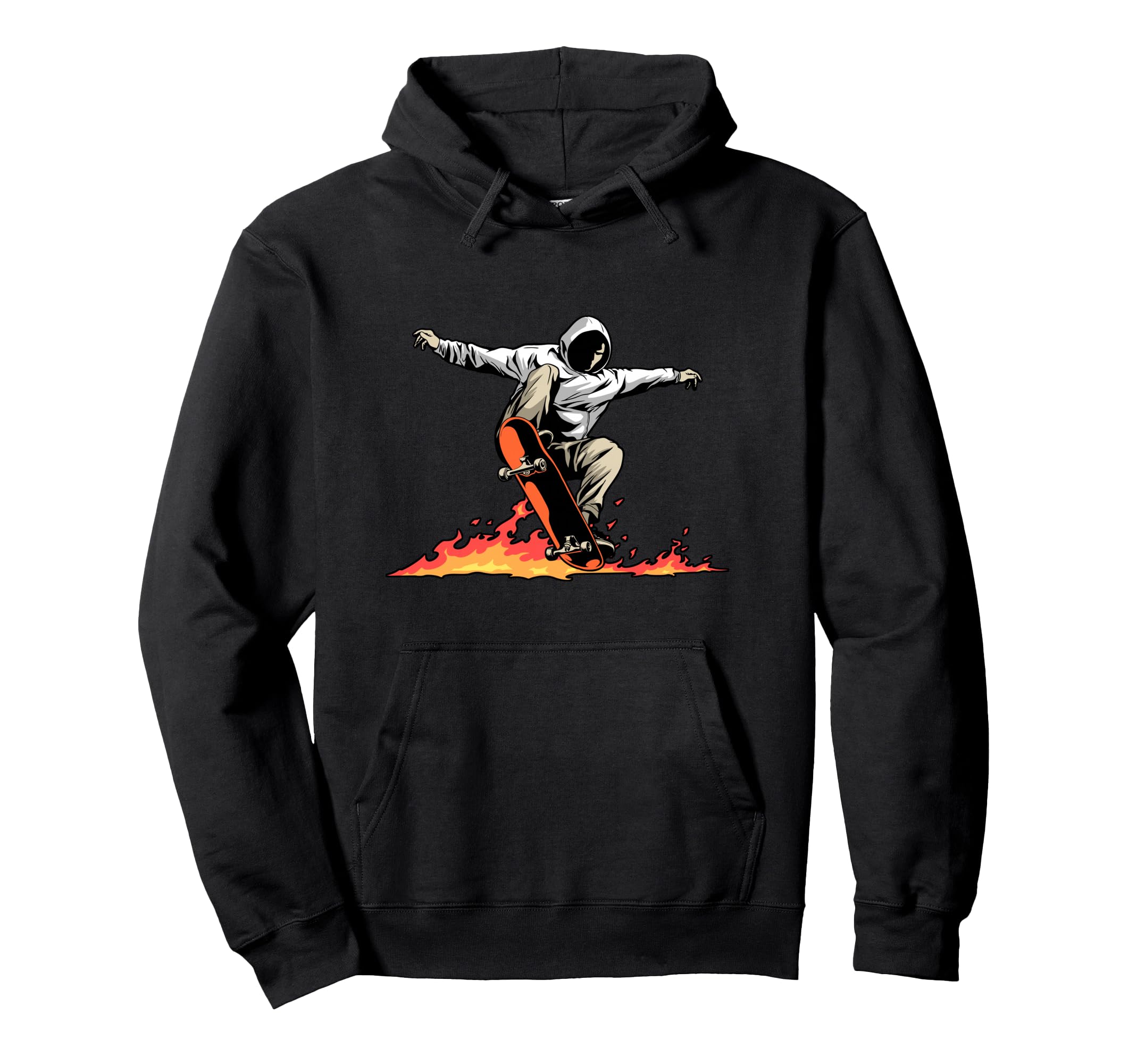 Skateboard Skateboarder Skater Fire Hoodie - Unique Graphic Men Women - T-Shirt, Sweatshirt, Hoodie