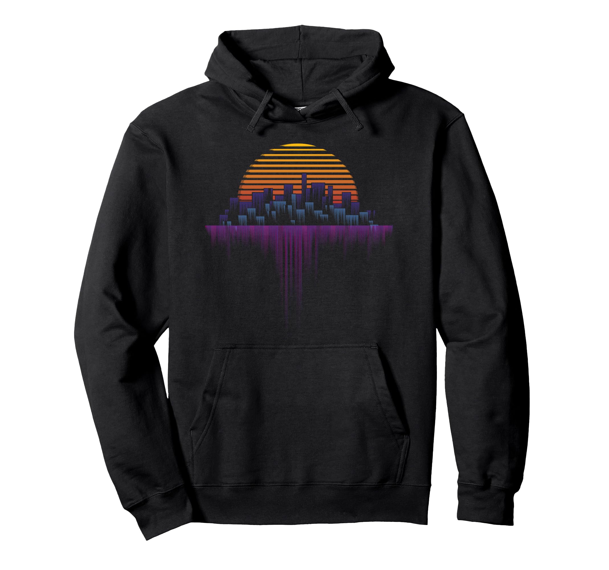 Synthwave Outrun Vaporwave City Sunset Hoodie - Custom Art Print Unisex - T-Shirt, Sweatshirt, Hoodie