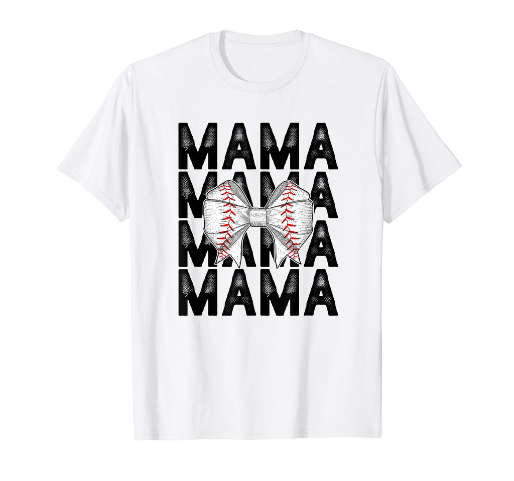 Baseball Mama Bow Tie Baseball Moms T-Shirt - Novelty Apparel for Adults - T-Shirt, Sweatshirt, Hoodie