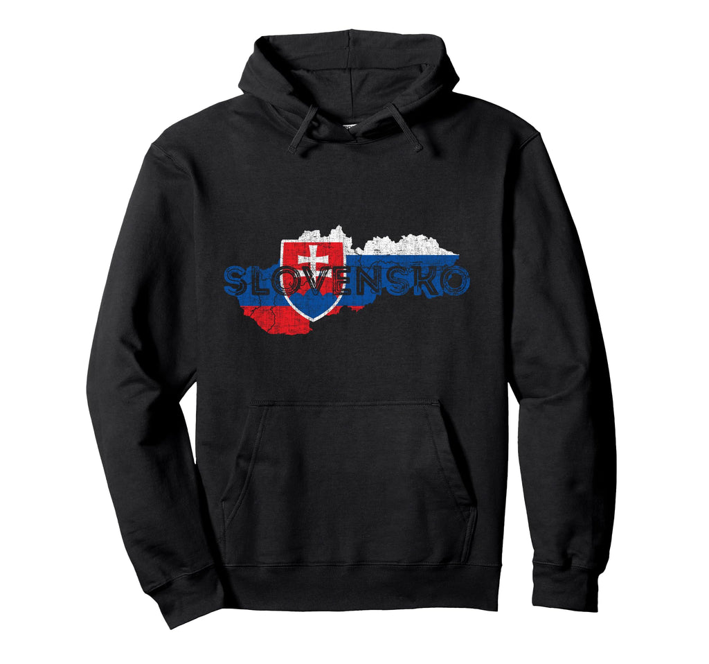 Slovak Map And Flag Souvenir Distressed Hoodie - Graphic Print for Adults - T-Shirt, Sweatshirt, Hoodie