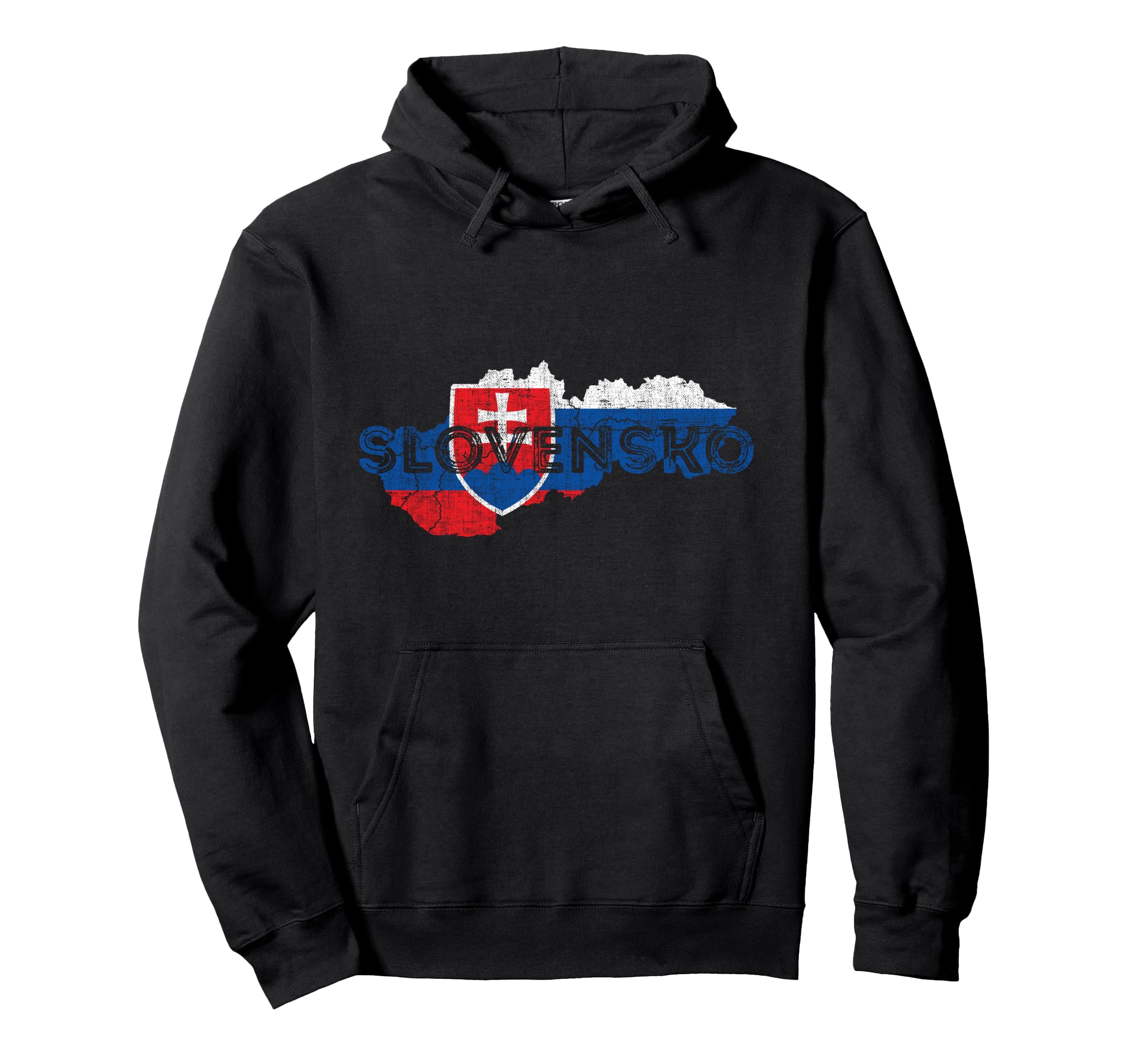 Slovak Map And Flag Souvenir Distressed Hoodie - Graphic Print for Adults - T-Shirt, Sweatshirt, Hoodie
