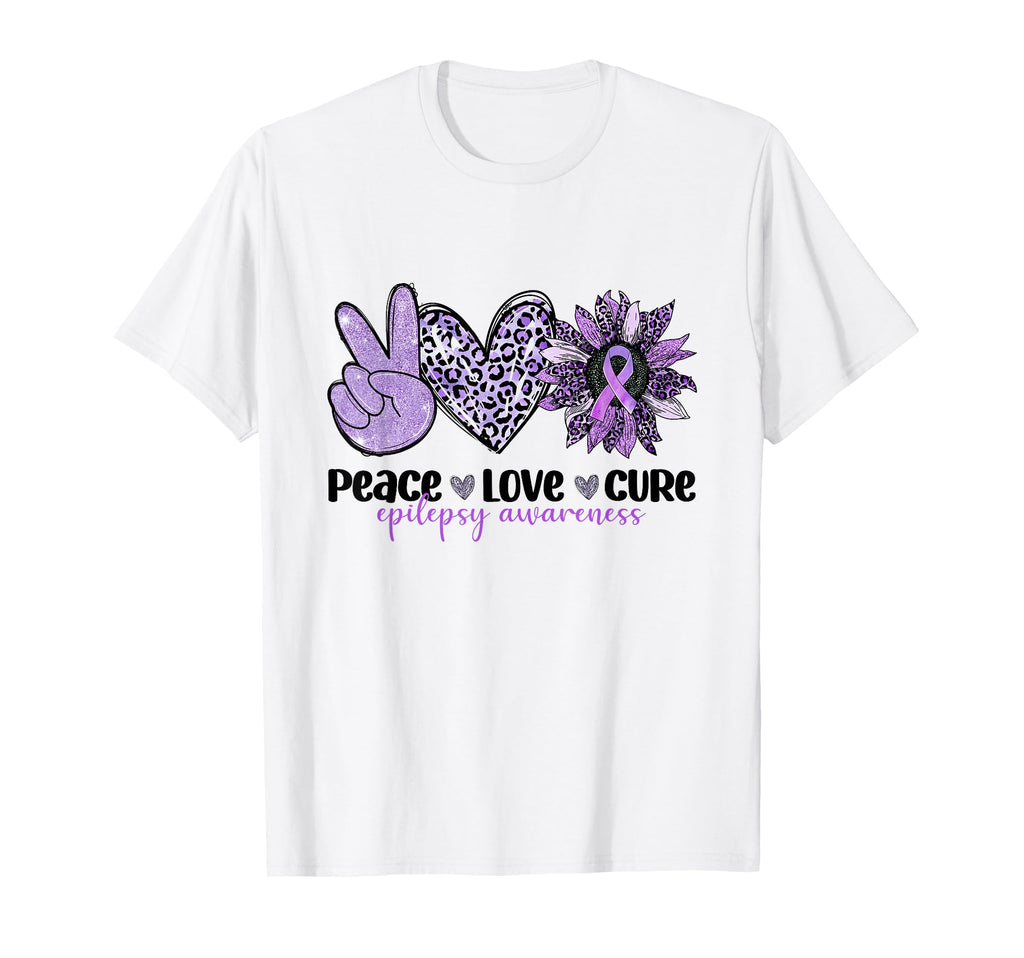 Leopard Sunflower Peace Love Cure T-Shirt - Trendy Graphic Men Women - T-Shirt, Sweatshirt, Hoodie