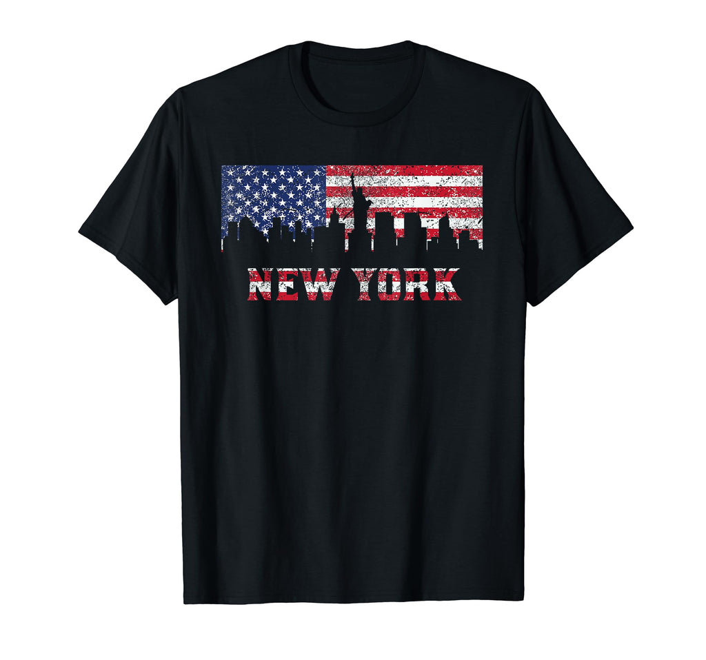 American Flag New York Ny Skyline T-Shirt - Custom Art Print Men Women - T-Shirt, Sweatshirt, Hoodie