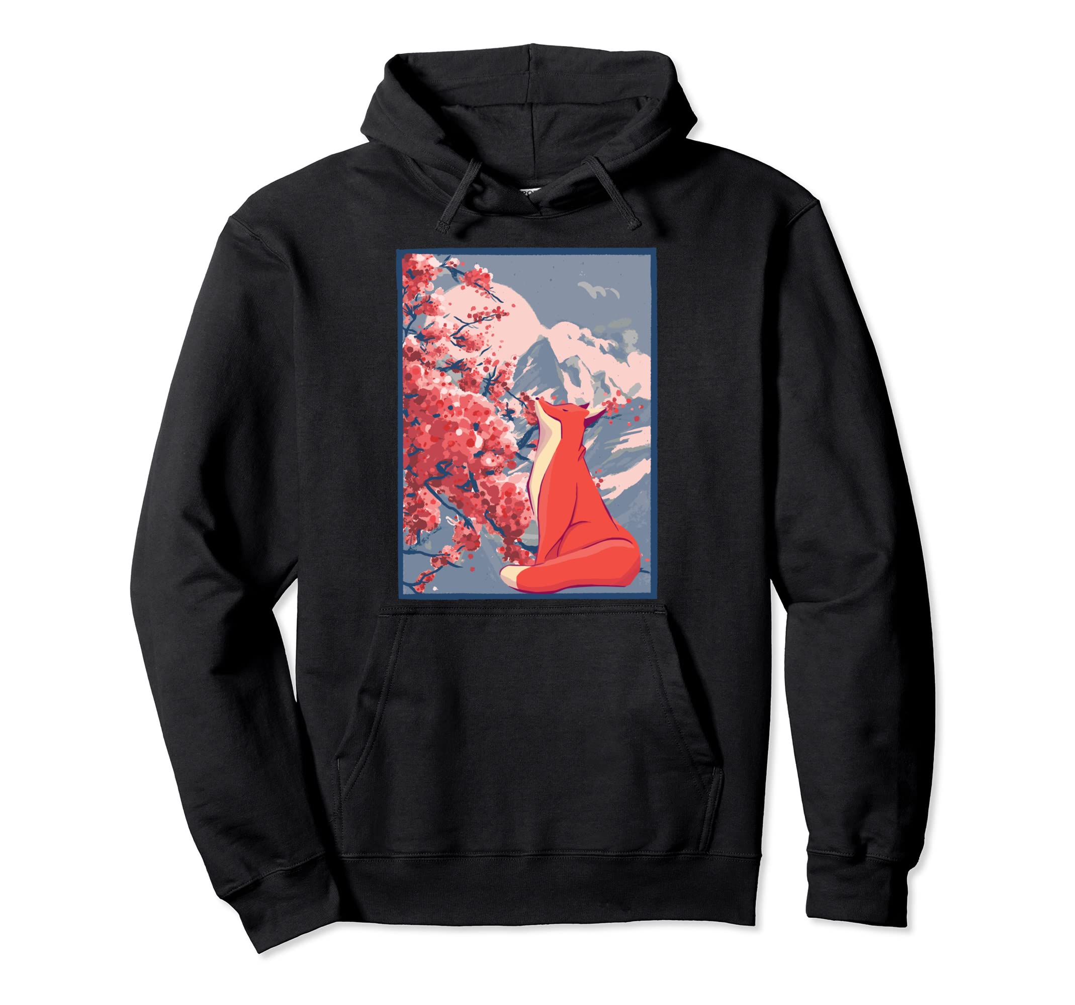 Fox Japanese Cherry Blossom Hoodie - Casual Everyday Wear for Adults - T-Shirt, Sweatshirt, Hoodie