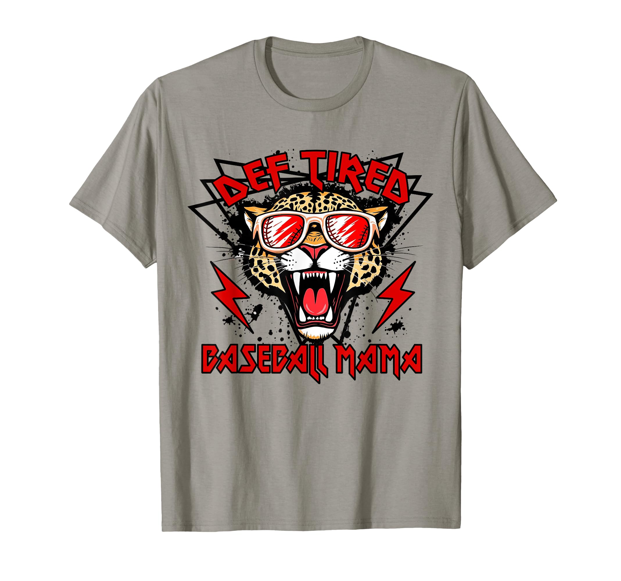 Def Tired Baseball Mama Leopard Mothers T-Shirt - Unique Graphic Unisex - T-Shirt, Sweatshirt, Hoodie