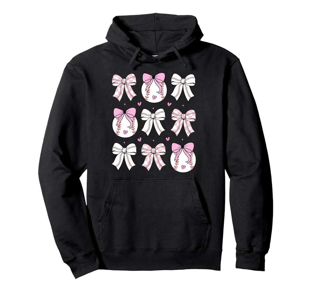 Baseball Mom Bows Baseball Mama Game Day Hoodie - Unique Graphic Unisex - T-Shirt, Sweatshirt, Hoodie
