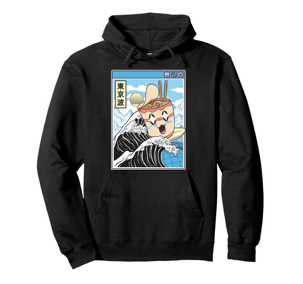 Instant Ramen Noodles Surfing Japanese Hoodie - Custom Art Print Men Women - T-Shirt, Sweatshirt, Hoodie