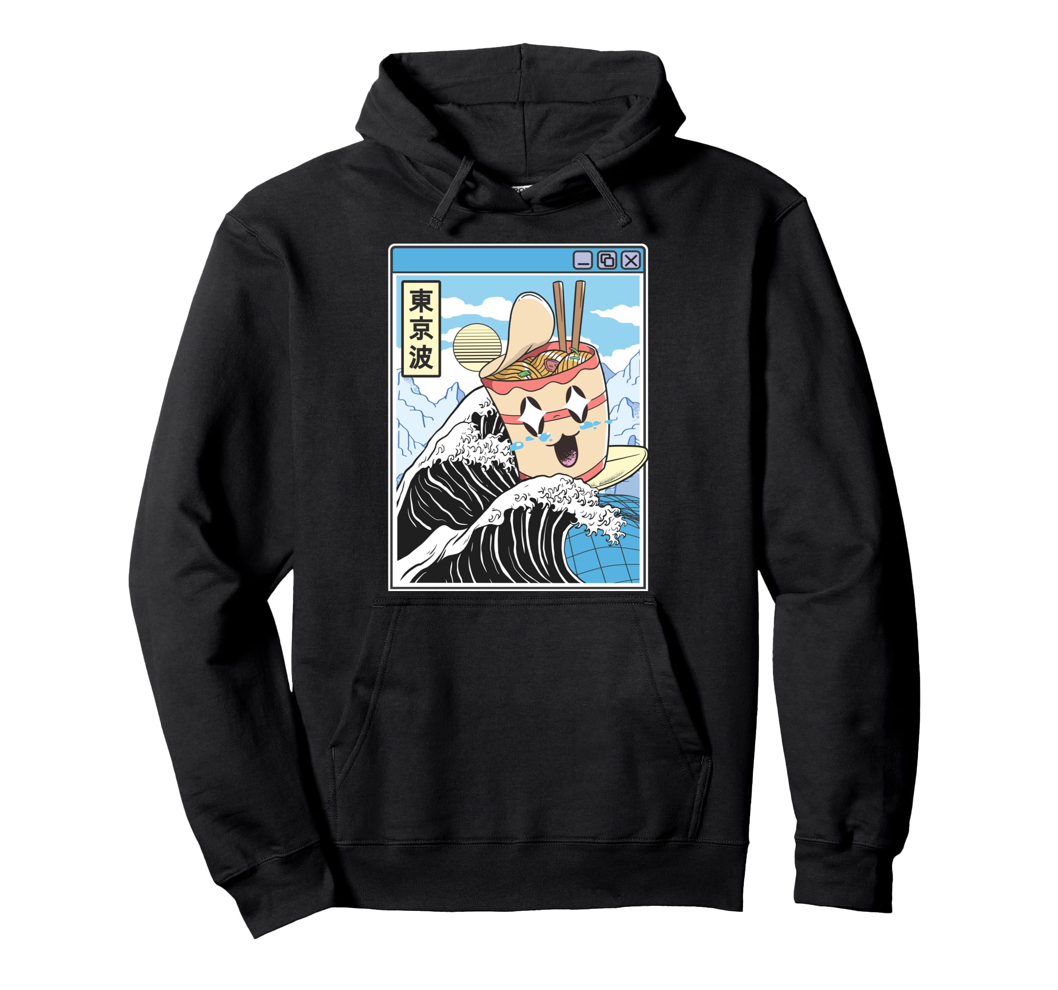 Instant Ramen Noodles Surfing Japanese Hoodie - Custom Art Print Men Women - T-Shirt, Sweatshirt, Hoodie