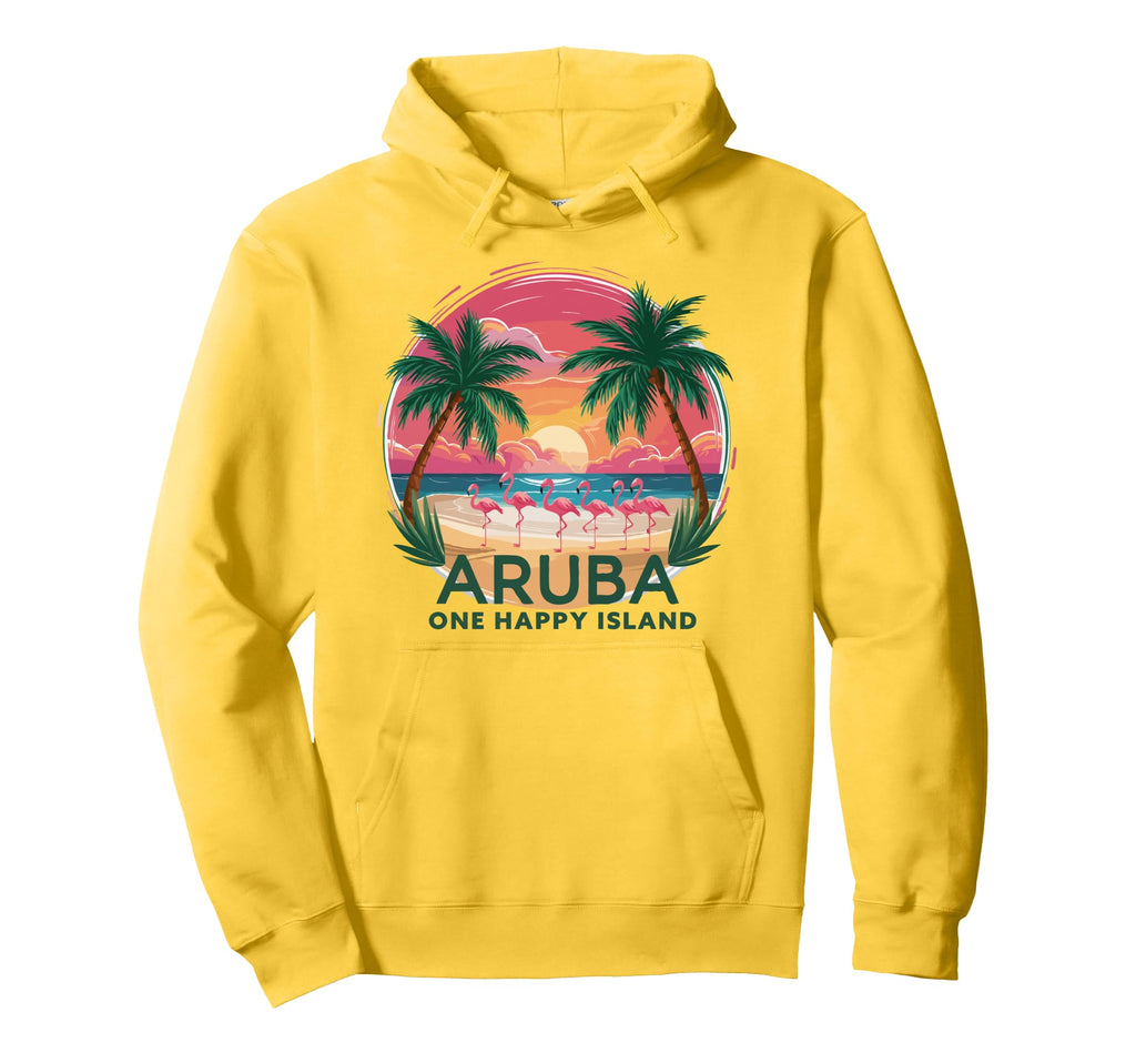 Arubas One Happy Island Beautiful Sunset Hoodie - Custom Art Print Unisex - T-Shirt, Sweatshirt, Hoodie