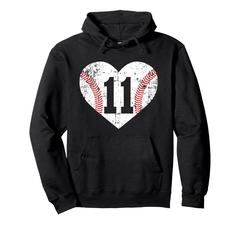 Baseball 11 Jersey Number Hoodie - Minimalist Print for Adults - T-Shirt, Sweatshirt, Hoodie