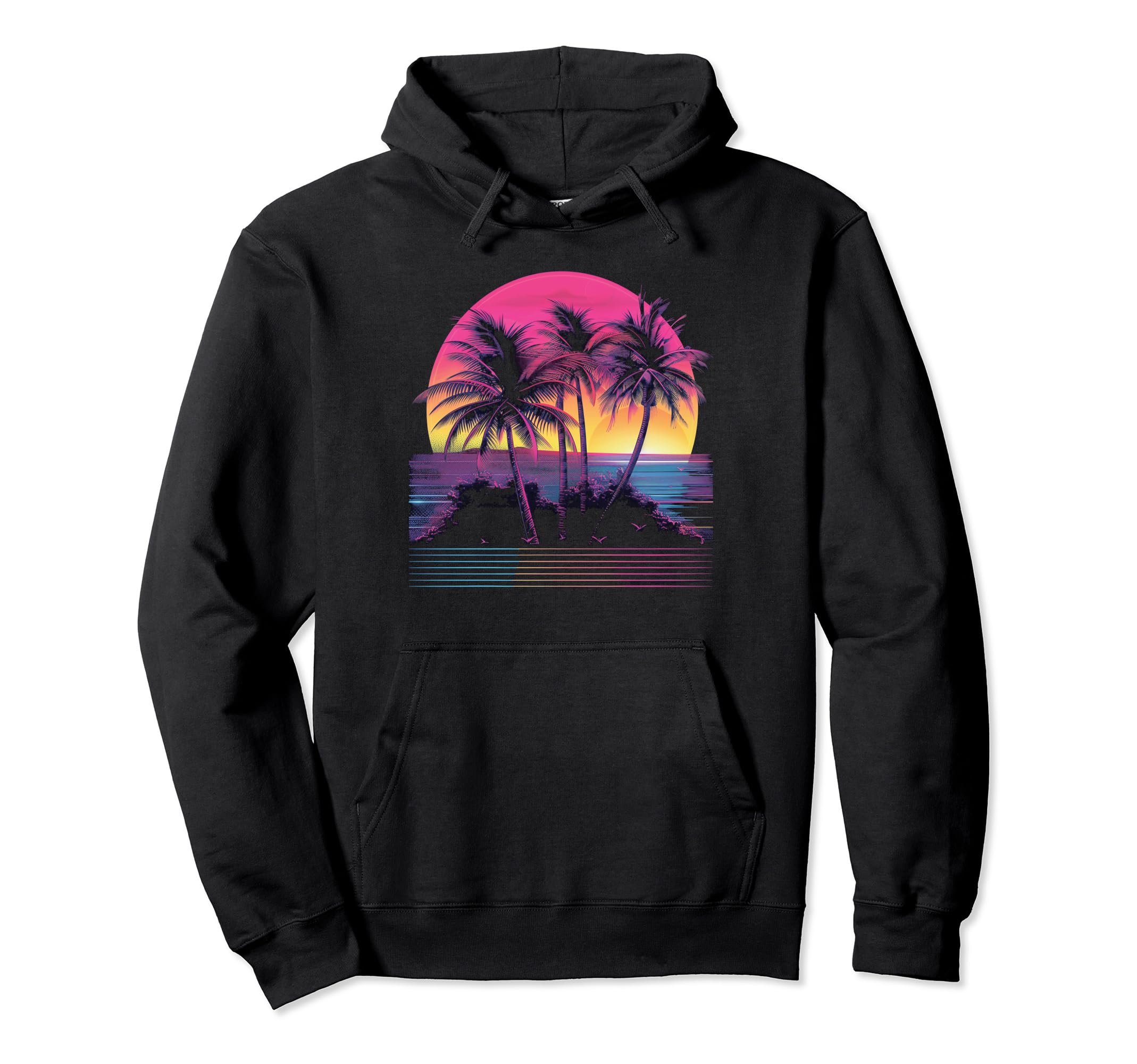 Vaporwave Palm Trees Hoodie - Trendy Graphic for Adults - T-Shirt, Sweatshirt, Hoodie