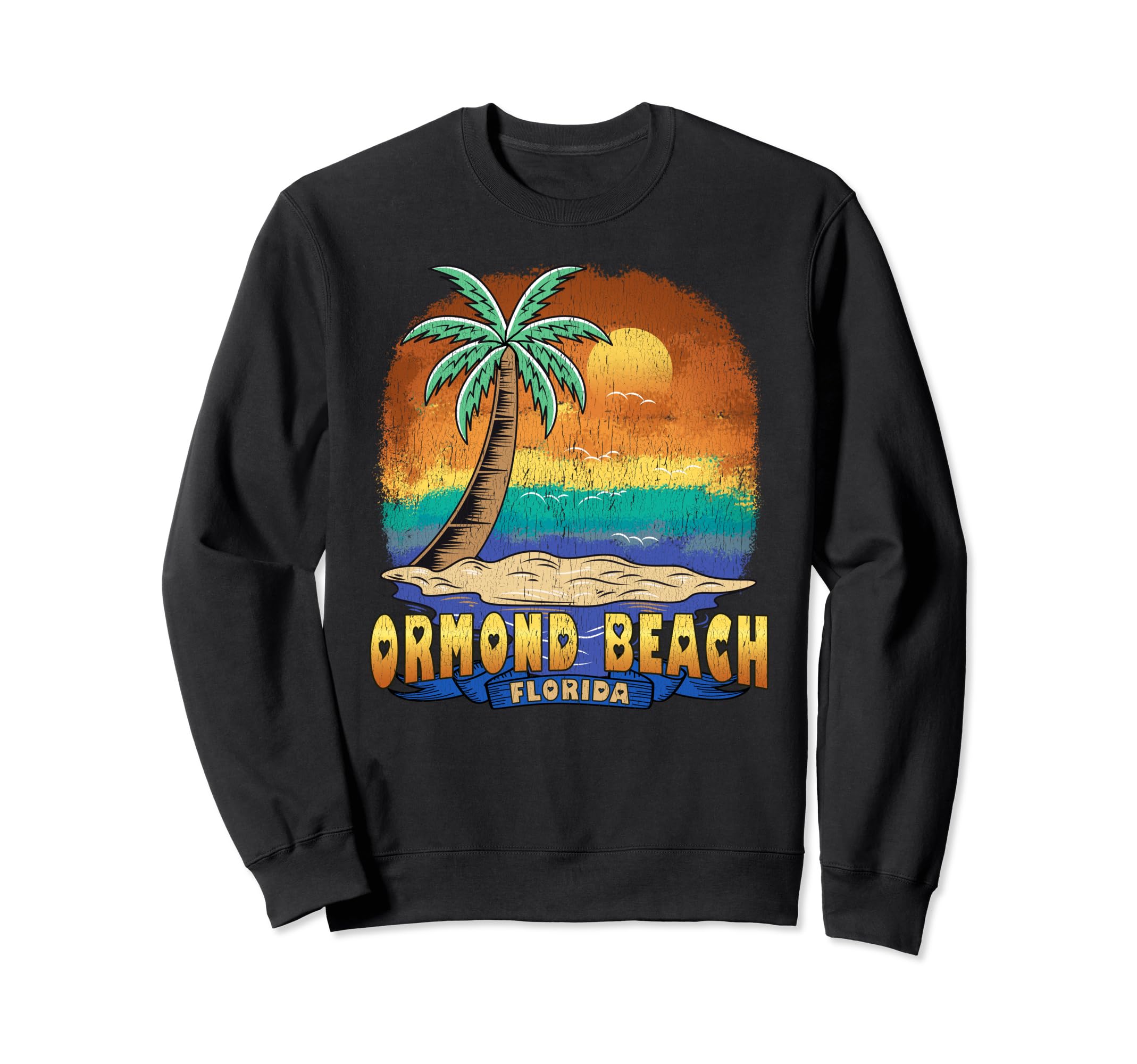 Ormond Beach Florida Distressed Sweatshirt - Custom Art Print Men Women - T-Shirt, Sweatshirt, Hoodie
