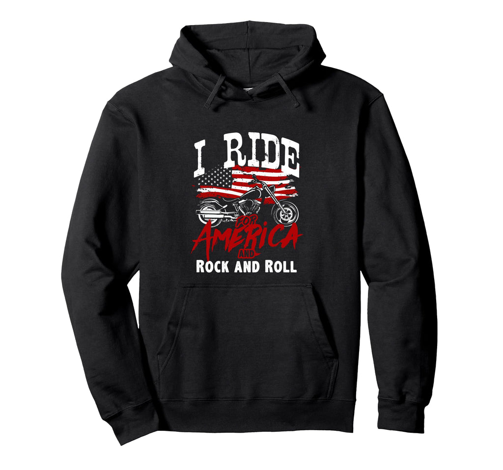 I Ride America And Rock And Roll Rock Hoodie - Novelty Apparel for Adults - T-Shirt, Sweatshirt, Hoodie