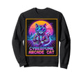 Cyberpunk Arcade Cat Synthwave Sweatshirt - Novelty Apparel for Adults - T-Shirt, Sweatshirt, Hoodie