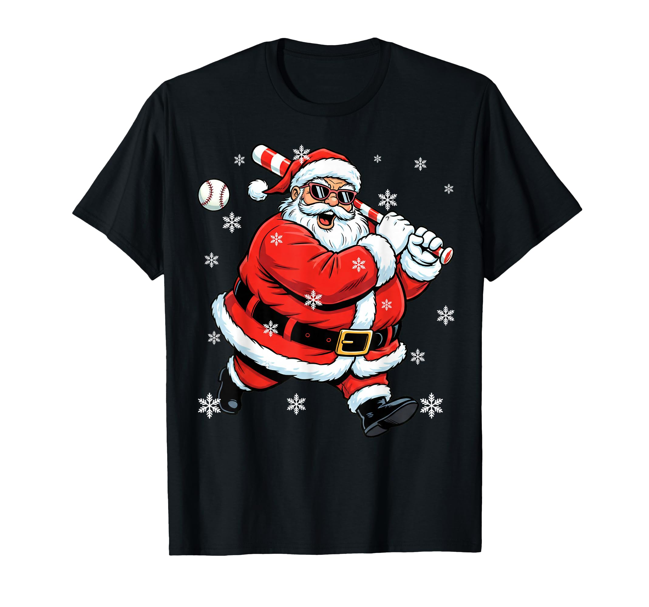 Funny Santa Baseball Candy Cane Bat T-Shirt - Aesthetic Graphic for Adults - T-Shirt, Sweatshirt, Hoodie