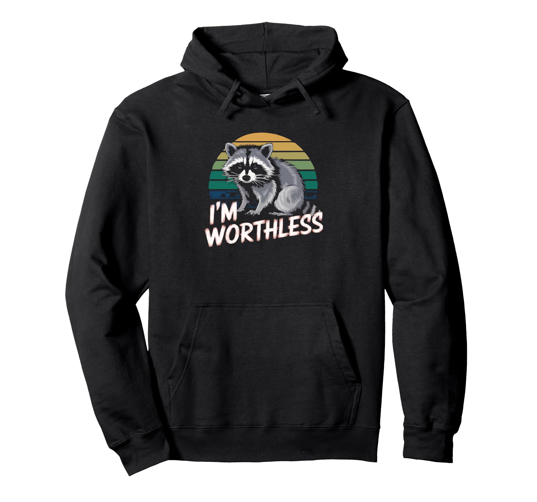 Worthless Raccoon Sunset 90S Grunge Hoodie - Minimalist Print Men Women - T-Shirt, Sweatshirt, Hoodie