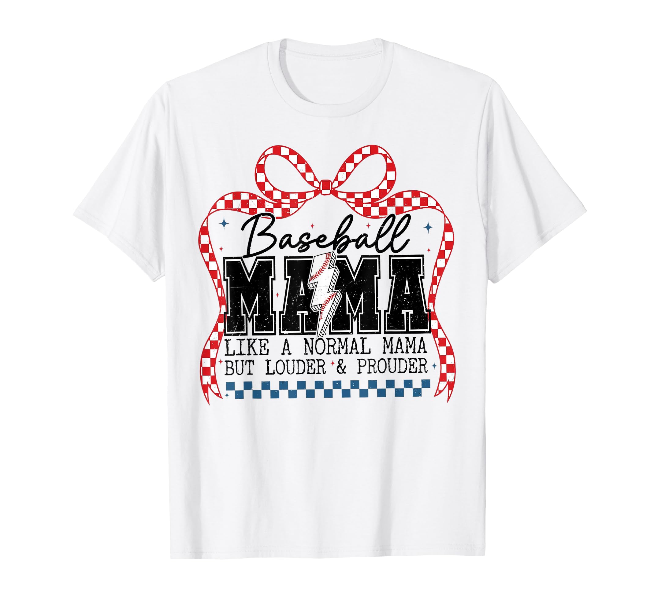 Coquette Baseball Mama Checkered T-Shirt - Fun Novelty Design for Adults - T-Shirt, Sweatshirt, Hoodie