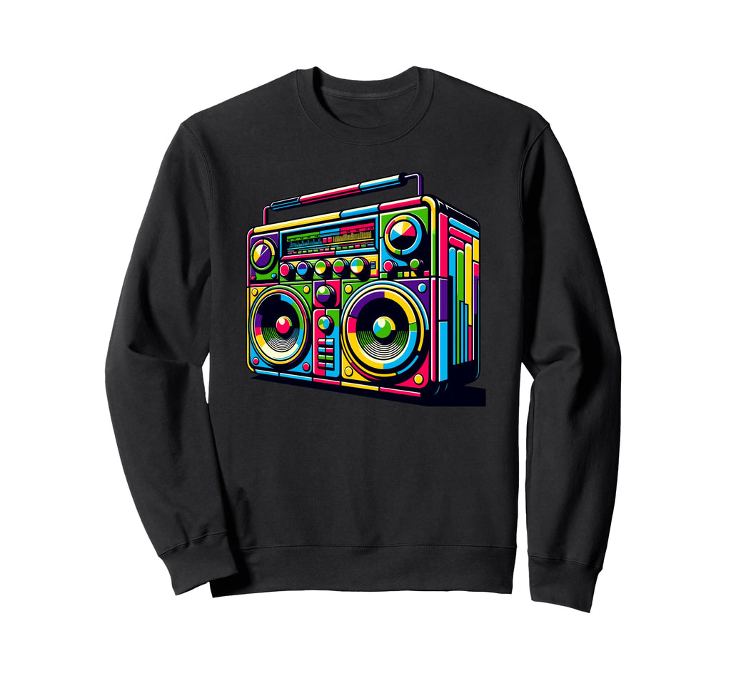 Boombox Old School 80S Music Hip Sweatshirt - Custom Art Print for Adults - T-Shirt, Sweatshirt, Hoodie