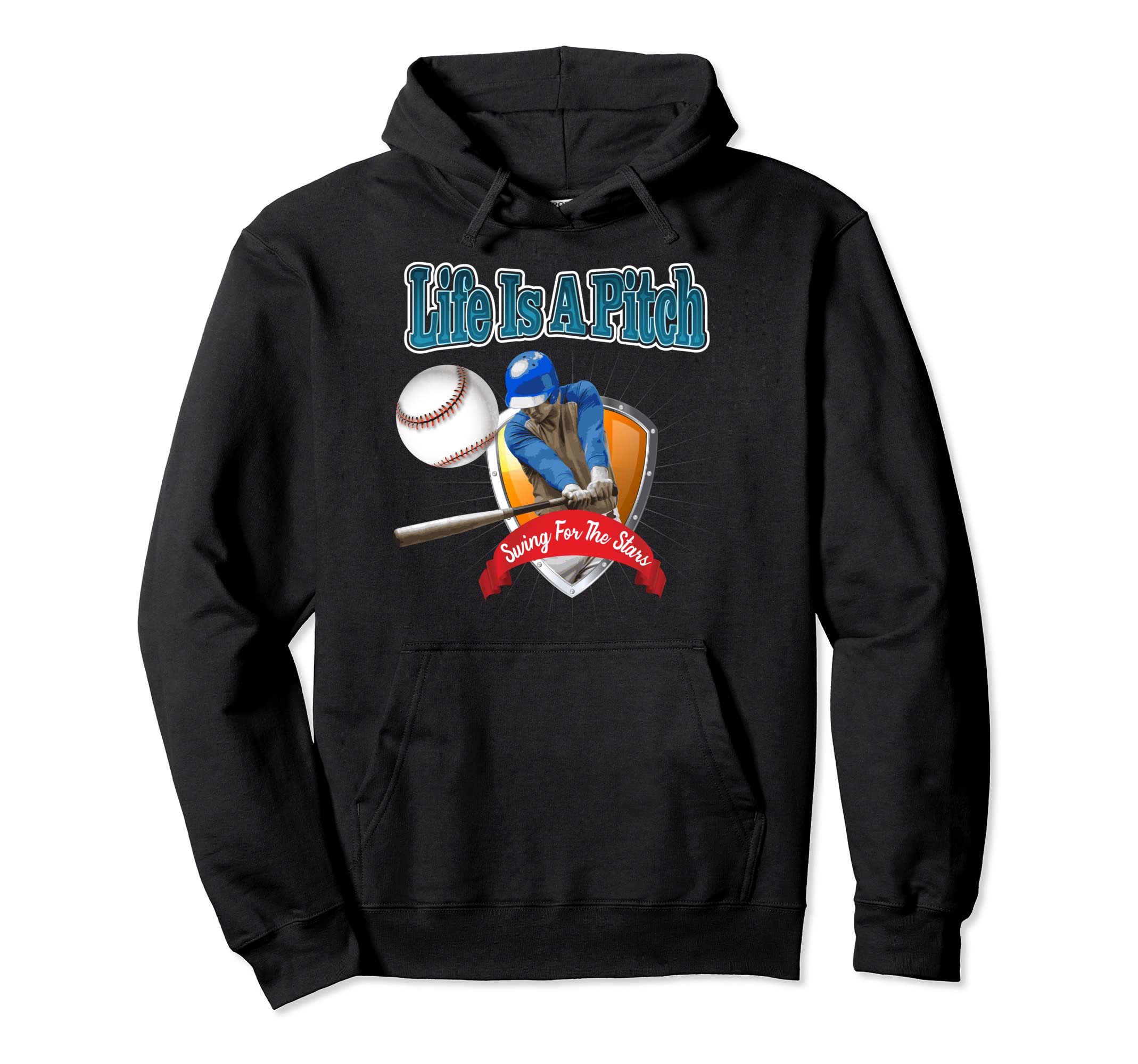 Life Is Pitch Swing Stars Baseball Gear Mom Hoodie - Graphic Print Unisex - T-Shirt, Sweatshirt, Hoodie