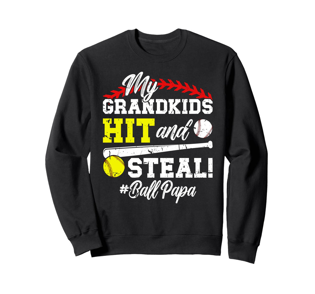 My Grandkids Hit And Steal Ball Papa Sweatshirt - Graphic Print Men Women - T-Shirt, Sweatshirt, Hoodie