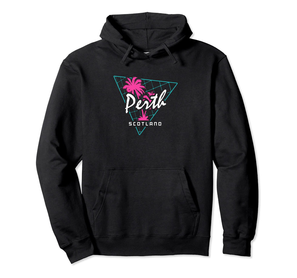 Perth Scotland 80S Neon Palm Tree Hoodie - Minimalist Print Men Women - T-Shirt, Sweatshirt, Hoodie