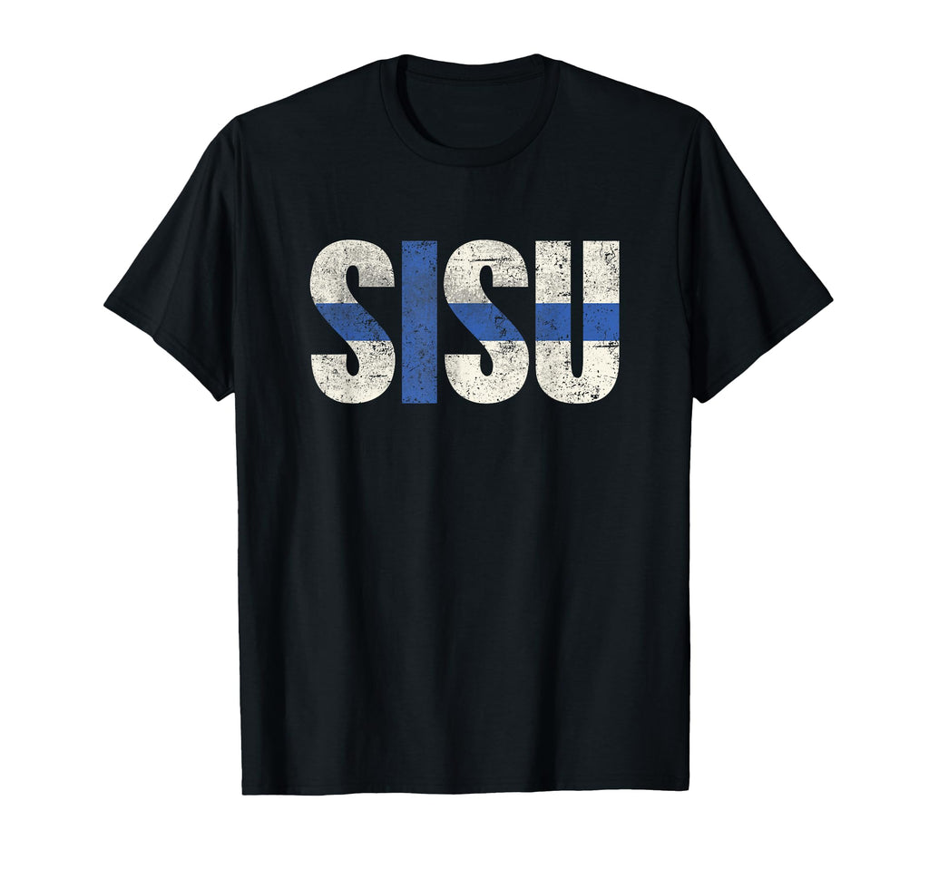 Sisu Finnish Flag Distressed Finland T-Shirt - Novelty Apparel for Adults - T-Shirt, Sweatshirt, Hoodie