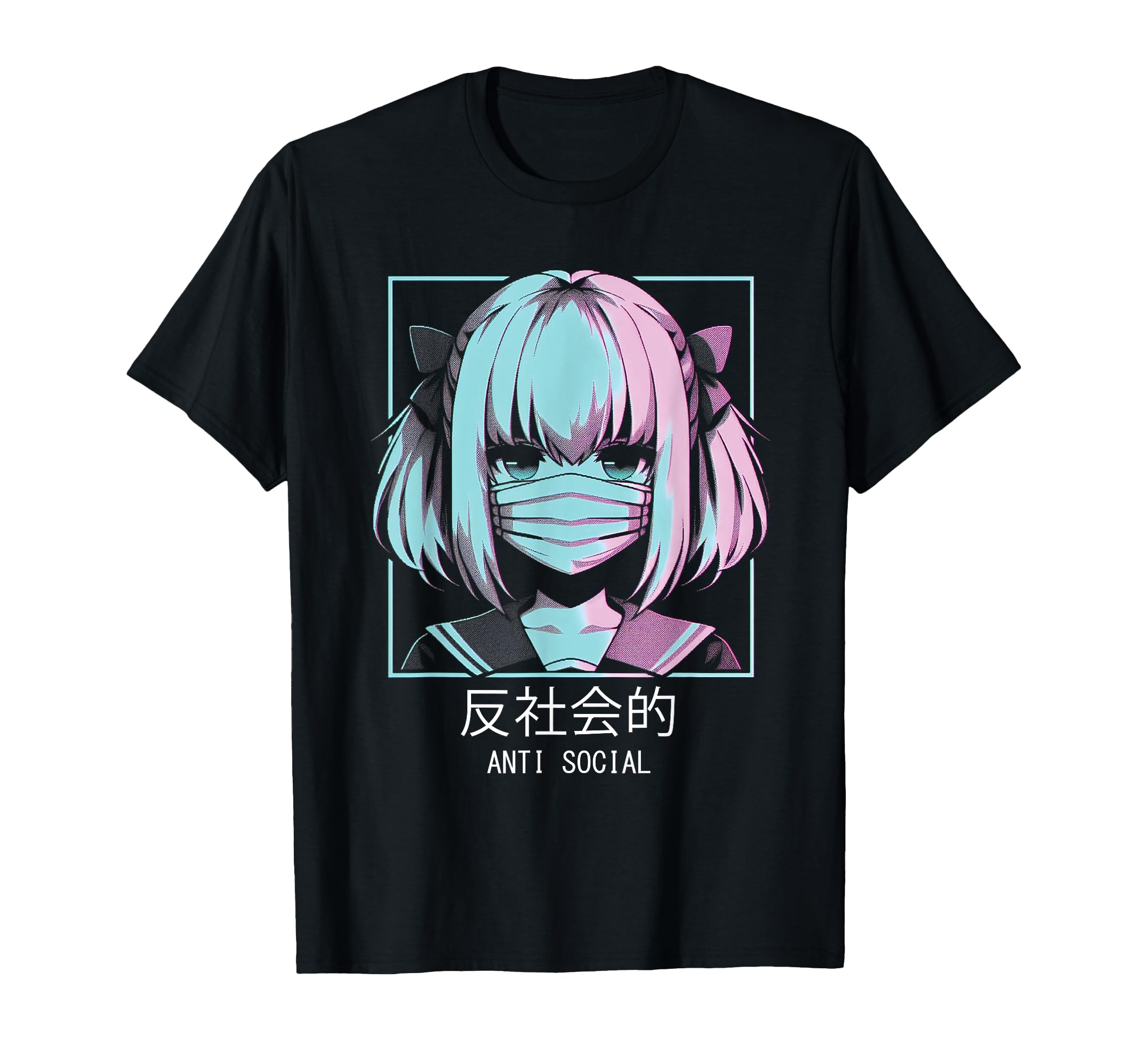 Anime Anti Social Japanese Vaporwave T-Shirt - Trendy Graphic for Adults - T-Shirt, Sweatshirt, Hoodie