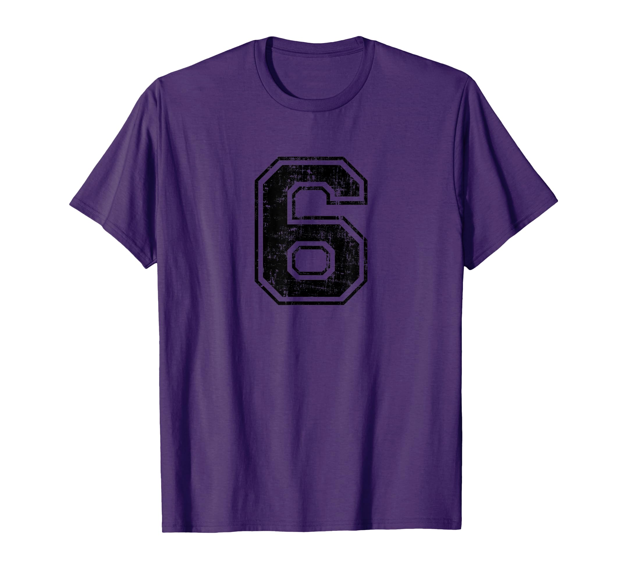 Number 6 Six Varsity Distressed Sport T-Shirt - Graphic Print Men Women - T-Shirt, Sweatshirt, Hoodie