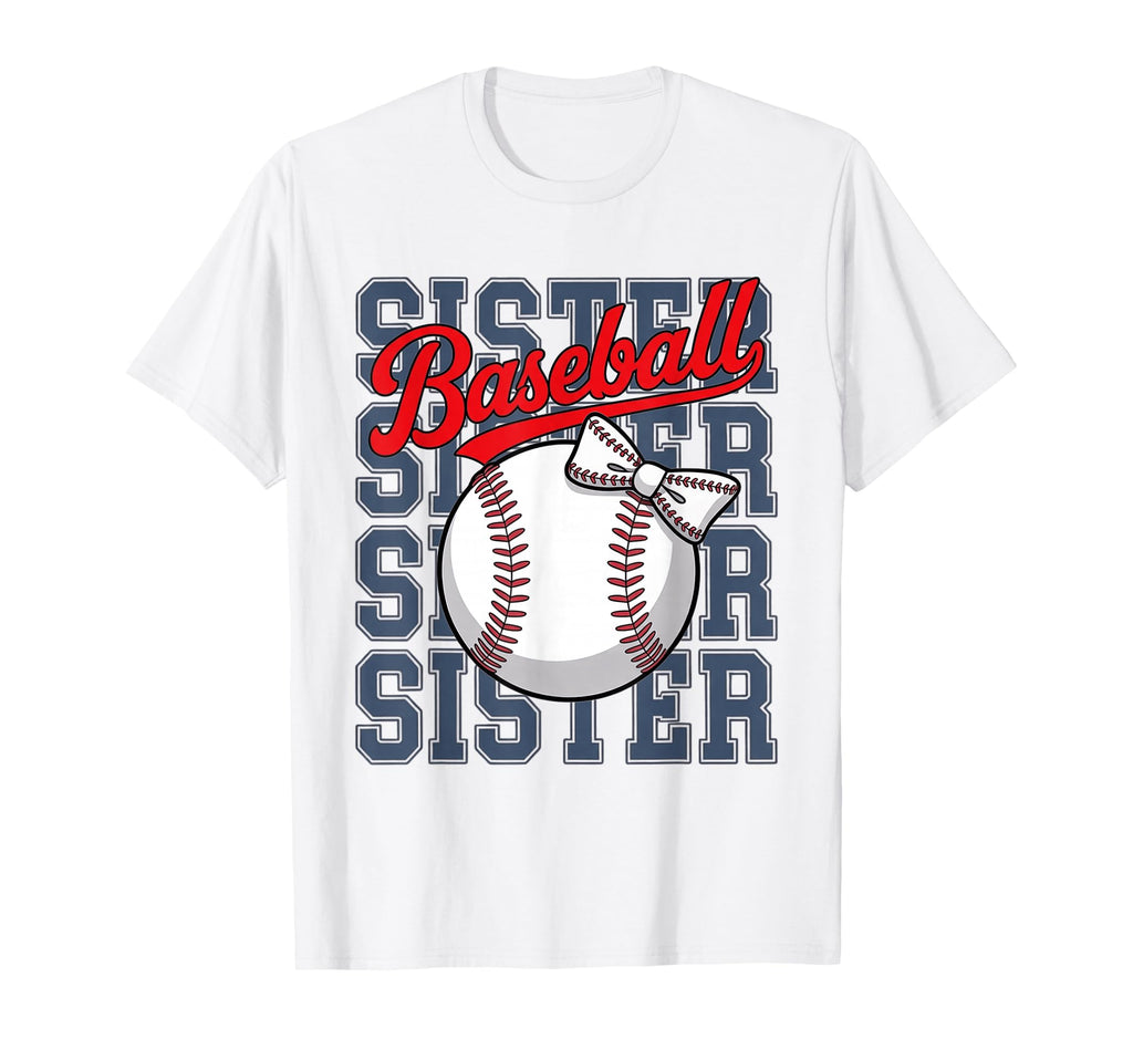 Baseball Sister Coquette Bow Sport Fan T-Shirt - Trendy Graphic for Adults - T-Shirt, Sweatshirt, Hoodie