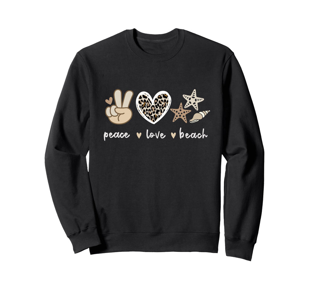 Leopard Peace Love Beach Summer Sweatshirt - Minimalist Print Men Women - T-Shirt, Sweatshirt, Hoodie