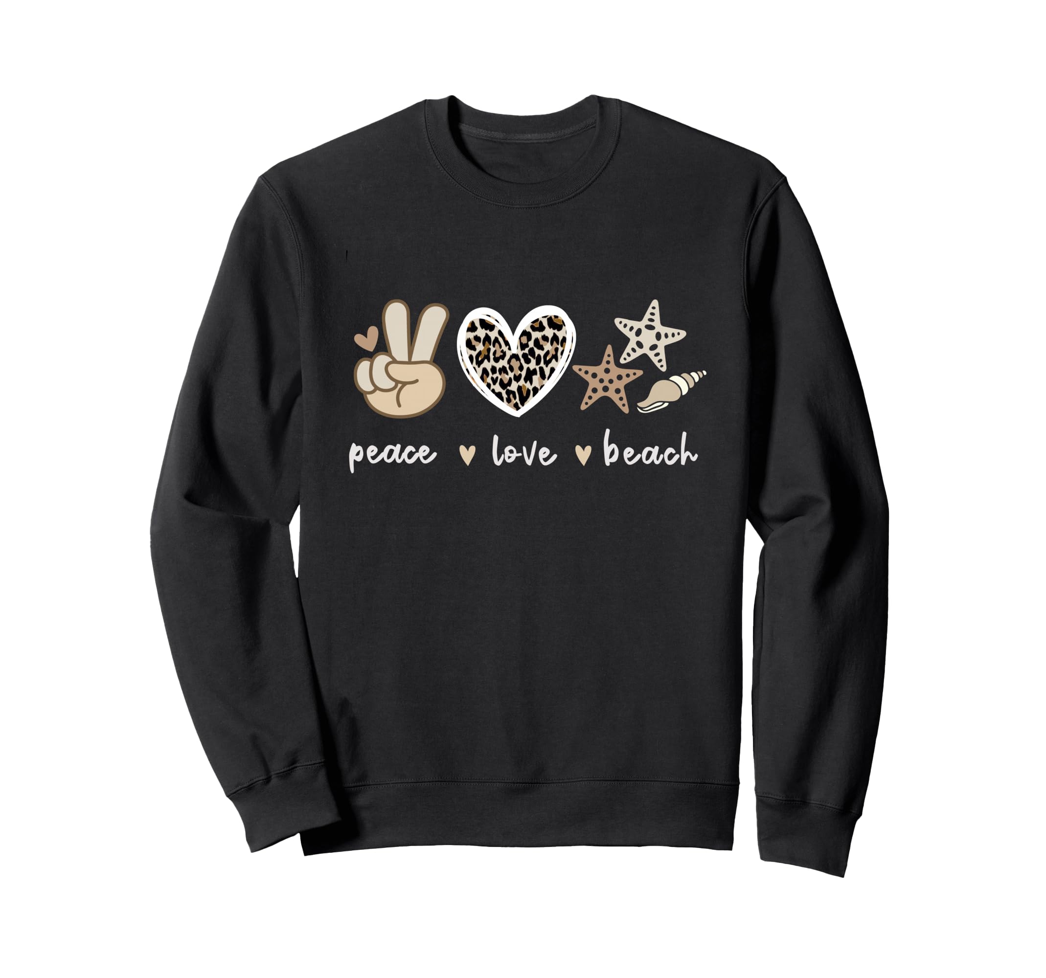 Leopard Peace Love Beach Summer Sweatshirt - Minimalist Print Men Women - T-Shirt, Sweatshirt, Hoodie