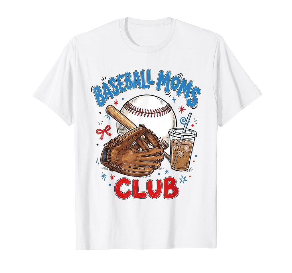 Baseball Moms Club Iced Coffee Sports T-Shirt - Minimalist Print Unisex - T-Shirt, Sweatshirt, Hoodie