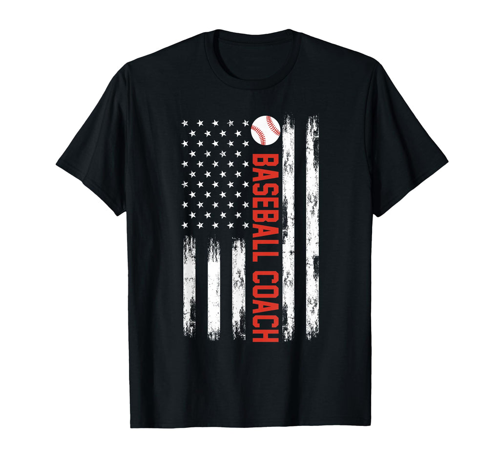 Baseball Coach American Flag T-Shirt - Trendy Graphic Unisex - T-Shirt, Sweatshirt, Hoodie