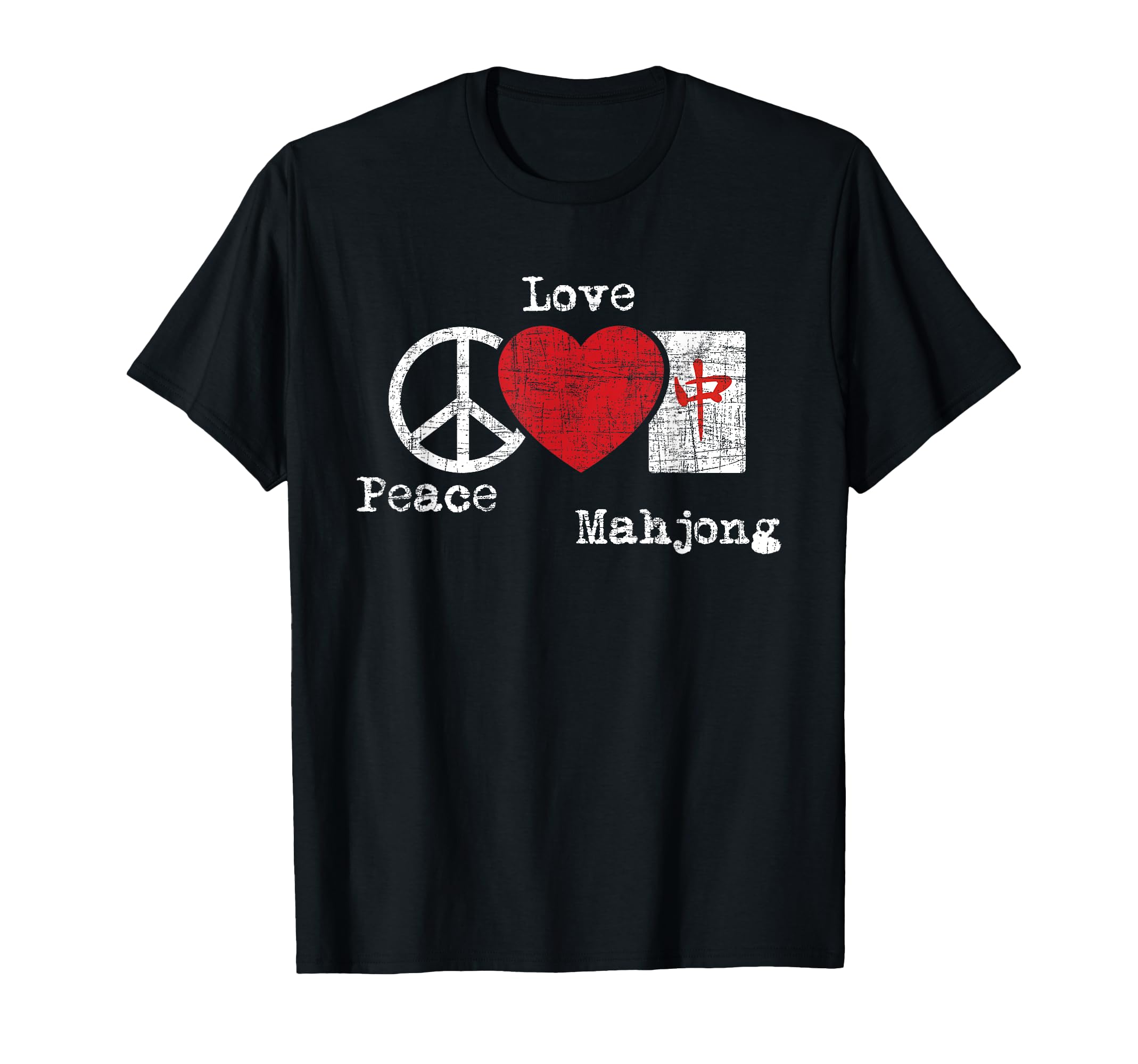 Peace Love Mahjong Gambling Casino T-Shirt - Graphic Print Men Women - T-Shirt, Sweatshirt, Hoodie