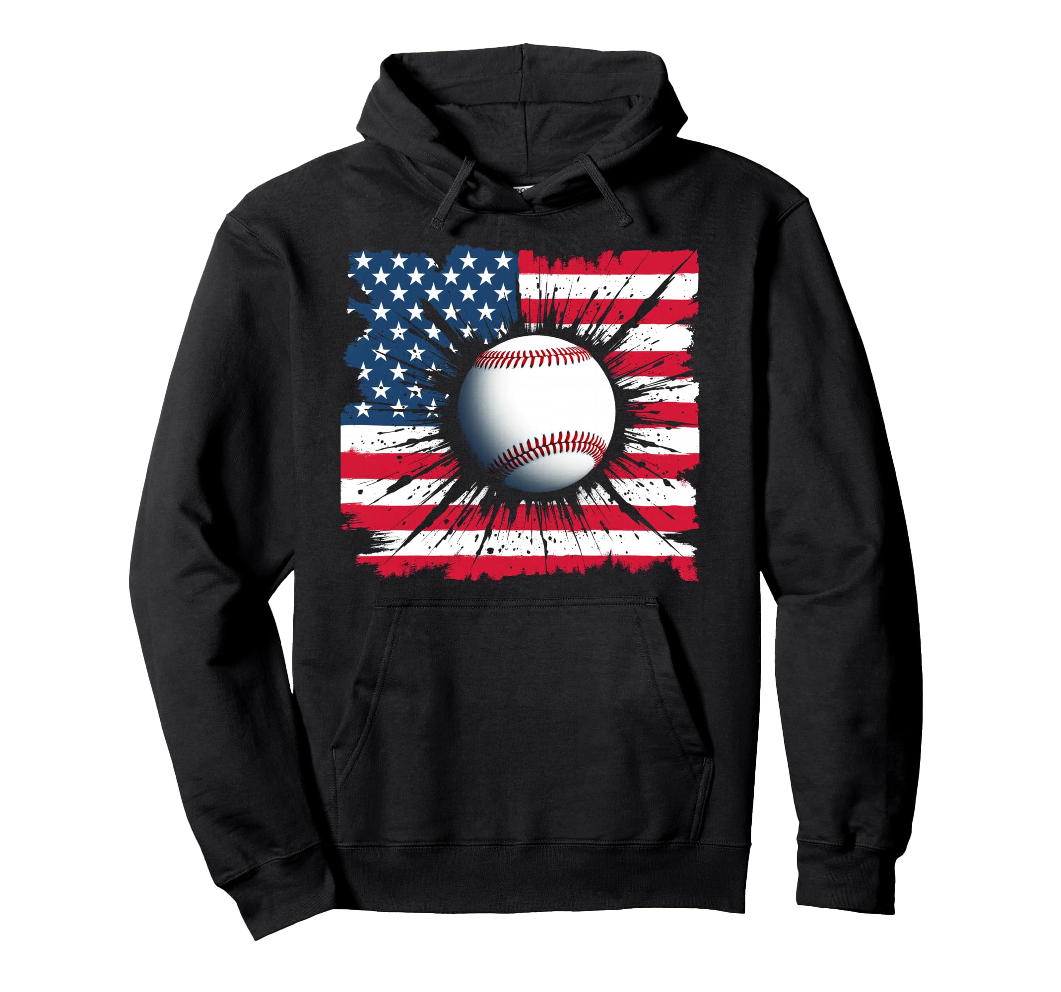 Baseball Usa Flag Patriotic Fourth July Hoodie - Novelty Apparel Men Women - T-Shirt, Sweatshirt, Hoodie
