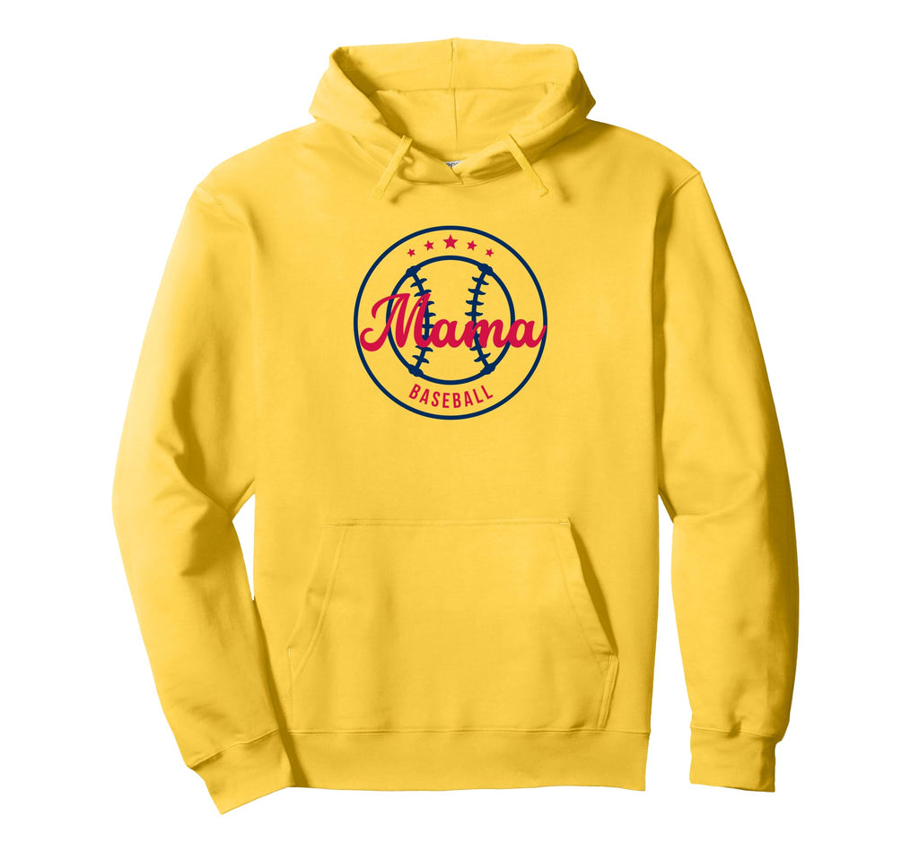 Womens Blue Red Baseball Mama Hoodie - Trendy Graphic for Adults - T-Shirt, Sweatshirt, Hoodie