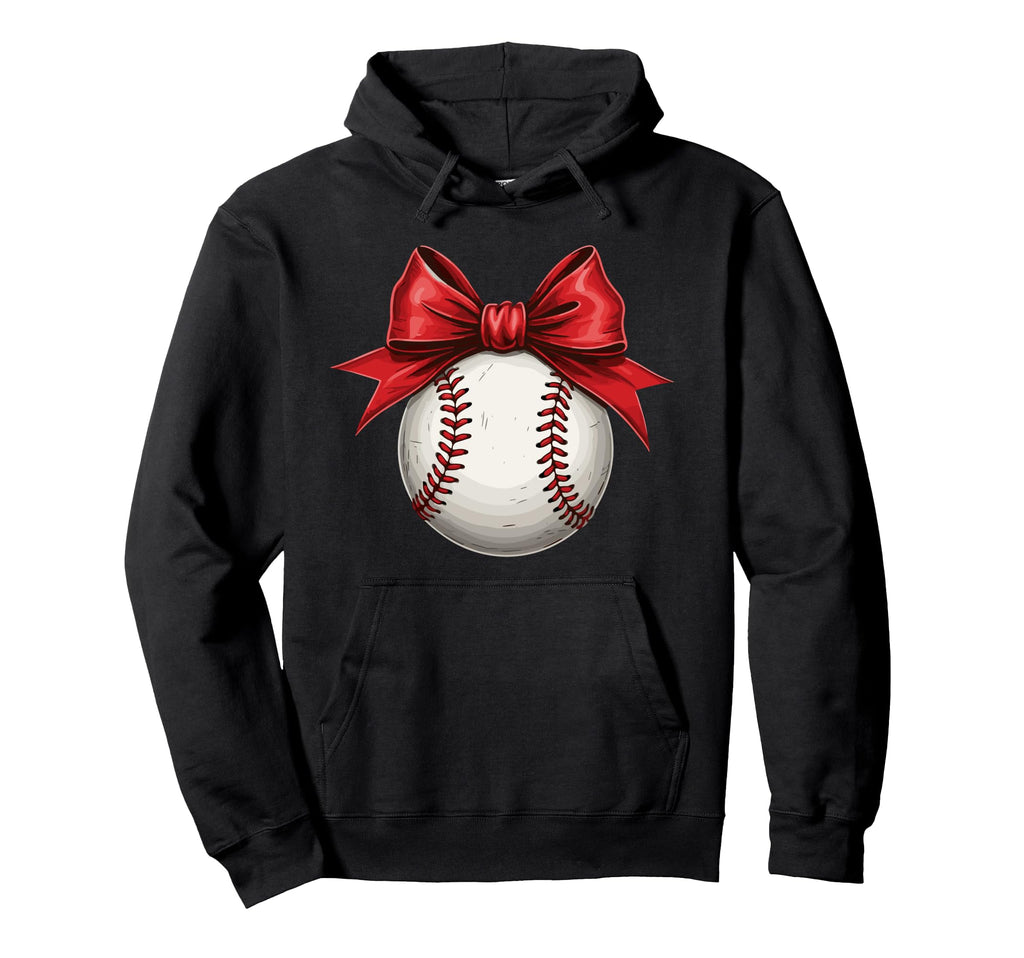 Baseball Red Coquette Bow Baseball Mom Hoodie - Graphic Print for Adults - T-Shirt, Sweatshirt, Hoodie