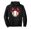 Baseball Red Coquette Bow Baseball Mom Hoodie - Graphic Print for Adults - T-Shirt, Sweatshirt, Hoodie