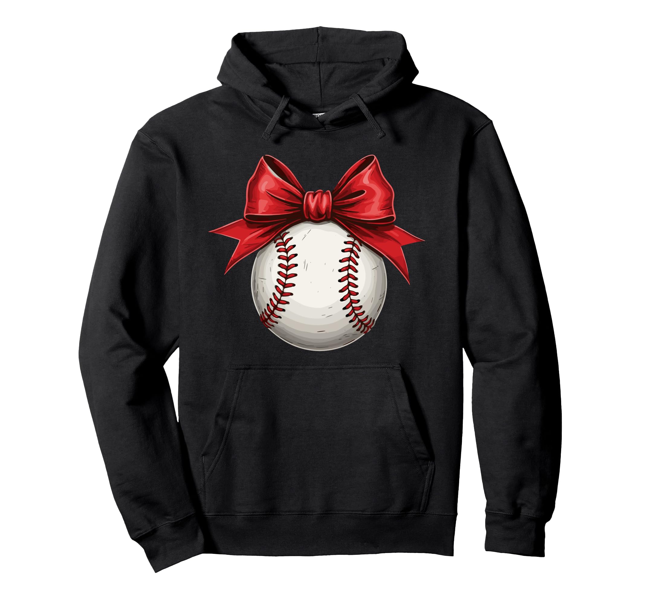 Baseball Red Coquette Bow Baseball Mom Hoodie - Graphic Print for Adults - T-Shirt, Sweatshirt, Hoodie