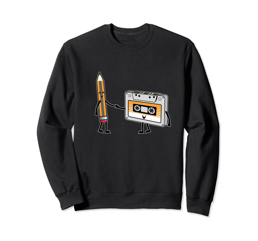 Funny Cassette Tape Pencil 70S Sweatshirt - Aesthetic Graphic for Adults - T-Shirt, Sweatshirt, Hoodie