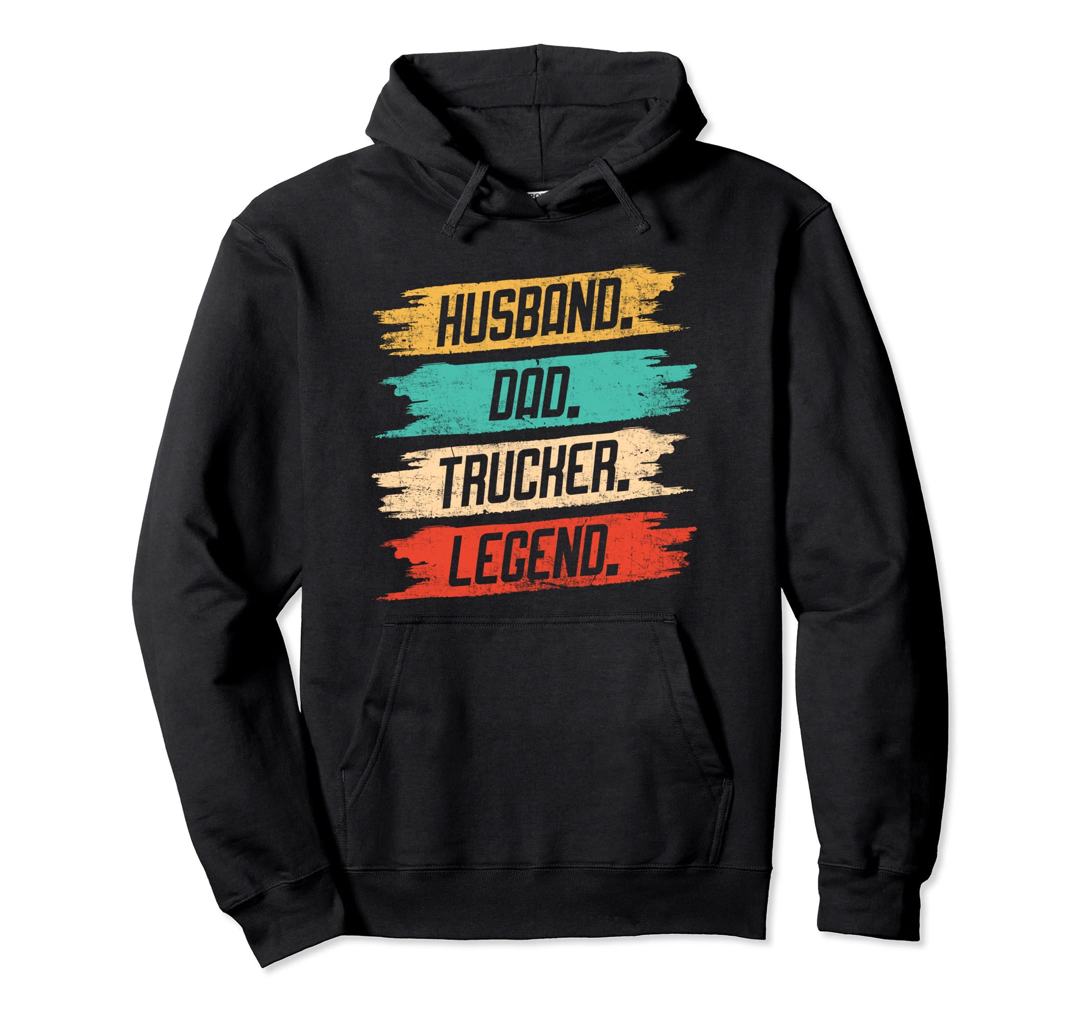 Husban Dad Trucker Legend Distressed Hoodie - Minimalist Print Unisex - T-Shirt, Sweatshirt, Hoodie