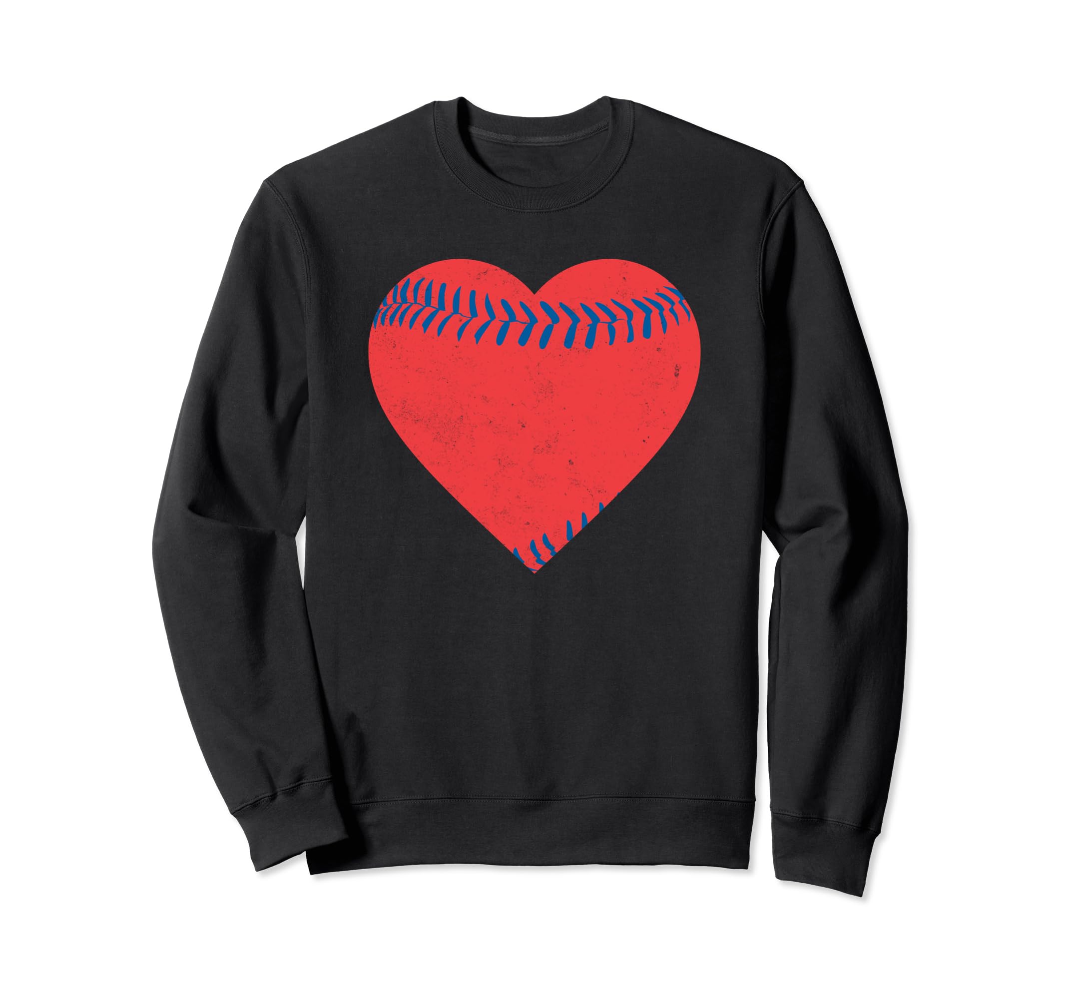 Red And Blue Baseball Heart Sweatshirt - Aesthetic Graphic for Adults - T-Shirt, Sweatshirt, Hoodie