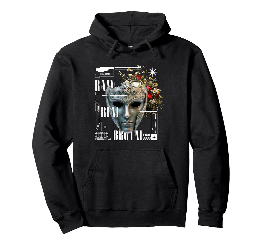 Y2K Flower Mask Bold Urban Graffiti Hoodie - Trendy Graphic Men Women - T-Shirt, Sweatshirt, Hoodie