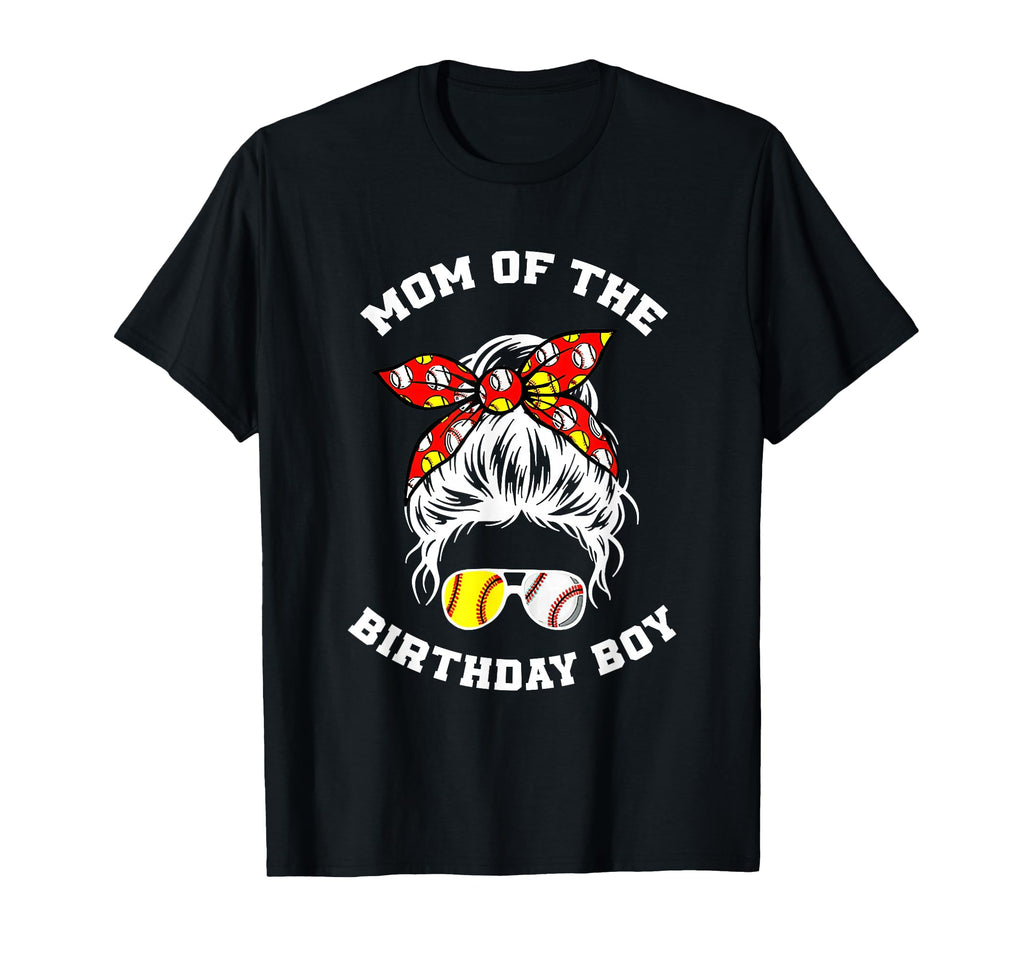 Baseball Mom Birthday Messy Bun T-Shirt - Custom Art Print Unisex - T-Shirt, Sweatshirt, Hoodie