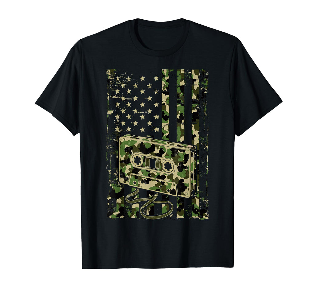 American Flag Cassette Tape Camouflage T-Shirt - Minimalist Print Unisex - T-Shirt, Sweatshirt, Hoodie
