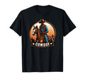 Black Cowboy Sunset Western T-Shirt - Fun Novelty Design Unisex - T-Shirt, Sweatshirt, Hoodie