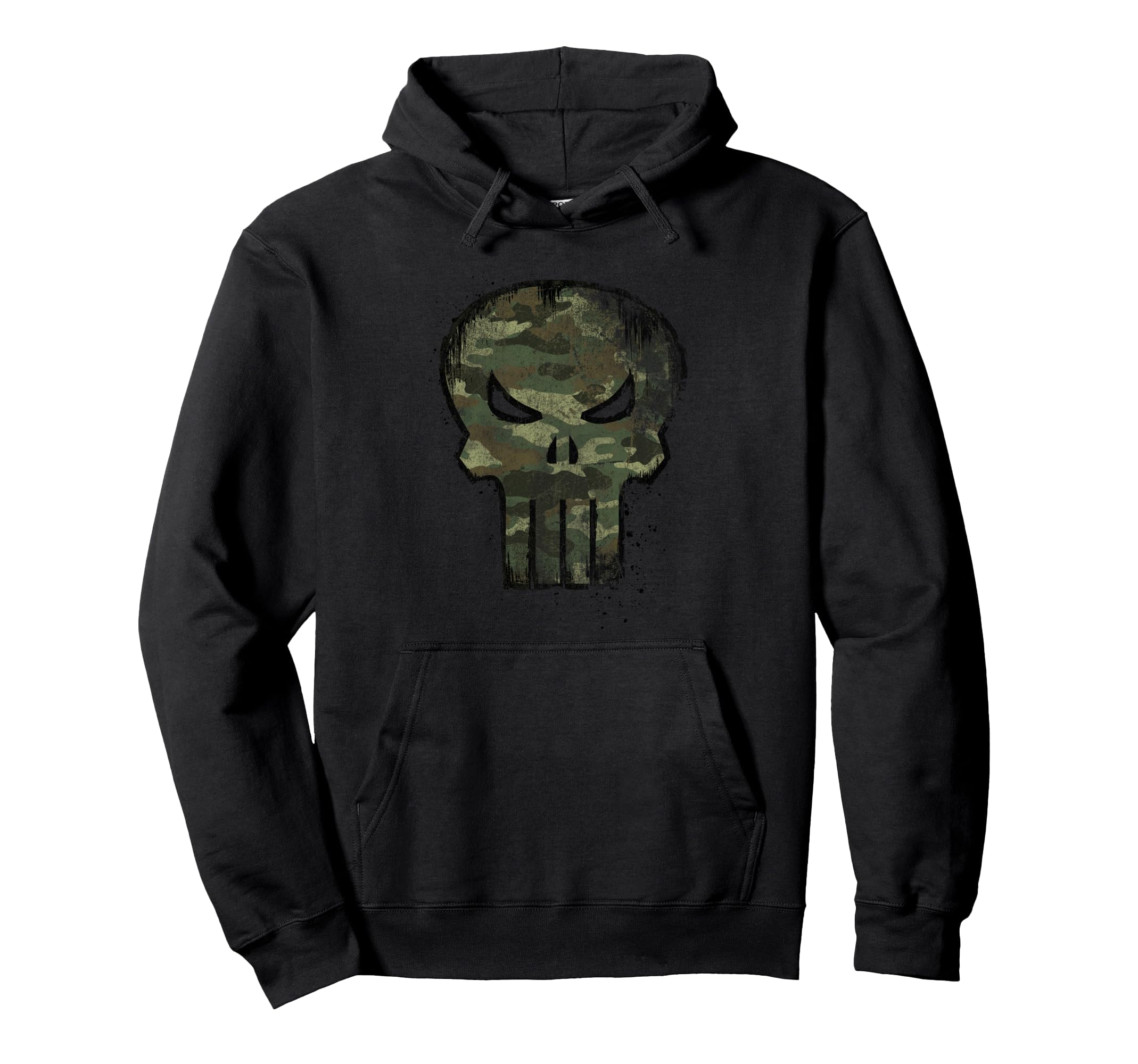 Marvel Punisher Distressed Camo Skull Chest Hoodie - Trendy Graphic Unisex - T-Shirt, Sweatshirt, Hoodie