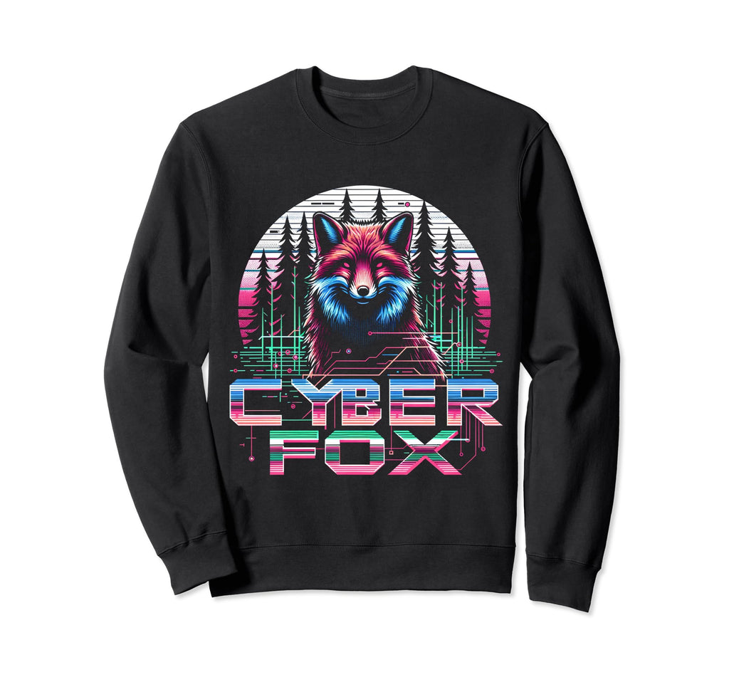 Cyber Fox Sunset Vaporwave Aesthetic Sweatshirt - Streetwear Style Unisex - T-Shirt, Sweatshirt, Hoodie