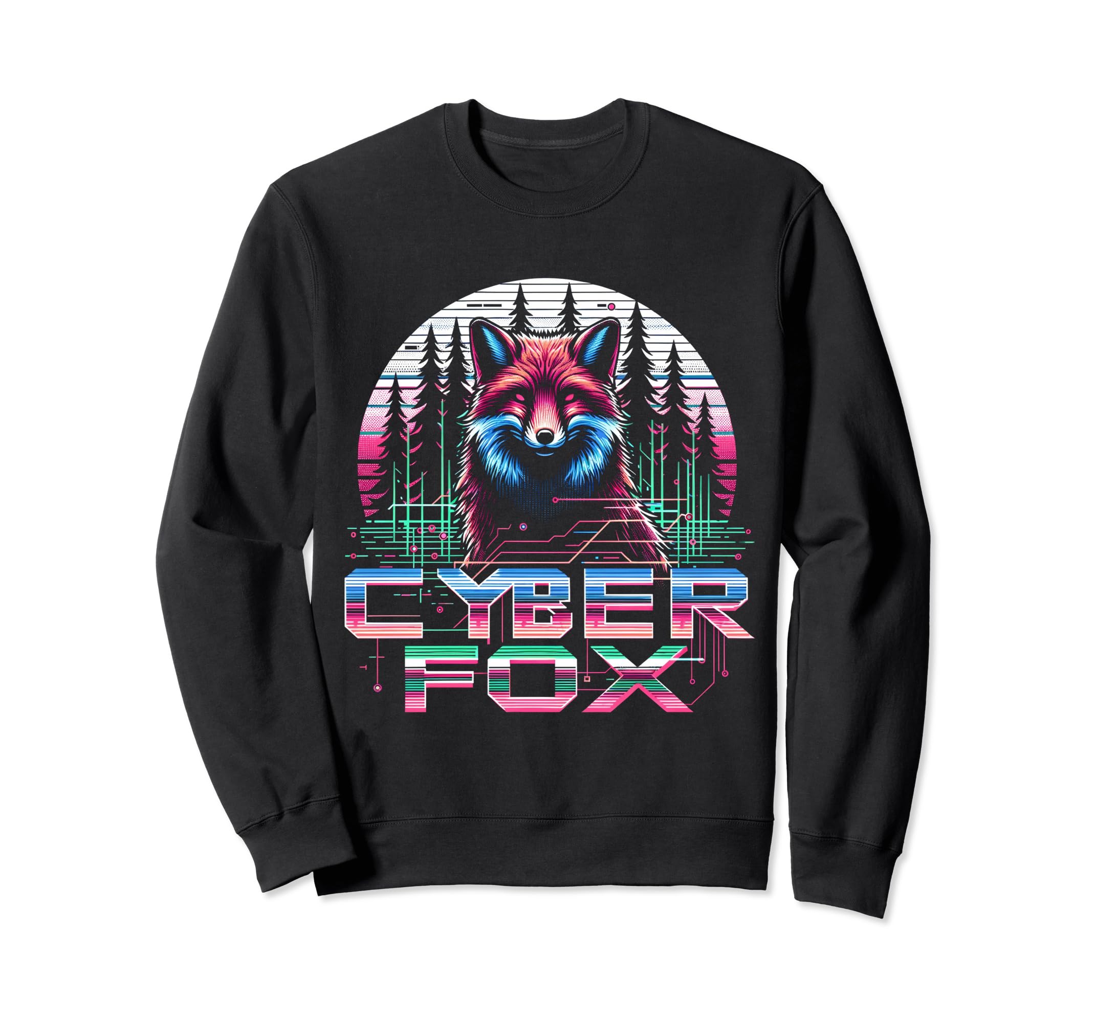 Cyber Fox Sunset Vaporwave Aesthetic Sweatshirt - Streetwear Style Unisex - T-Shirt, Sweatshirt, Hoodie