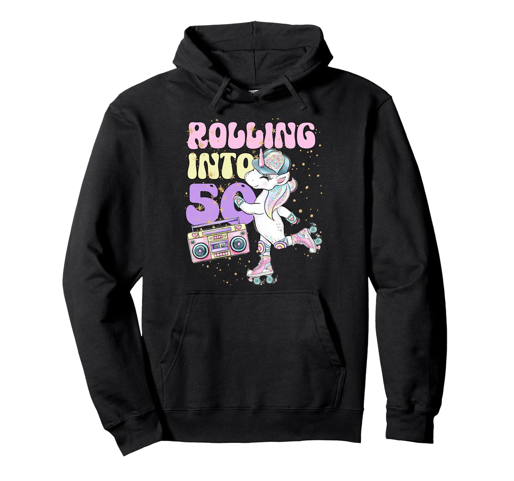 50Th Birthday Roller Skate Party Unicorn Hoodie - Trendy Graphic Unisex - T-Shirt, Sweatshirt, Hoodie